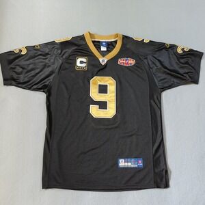 Reebok New Orleans Saints Drew Brees Super Bowl XLIV Jersey Black Mens 52